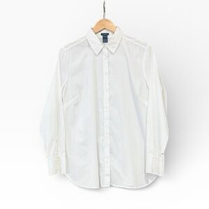 Ann Taylor Cotton Crisp White Long Sleeve Collared Button Down Top Size Large